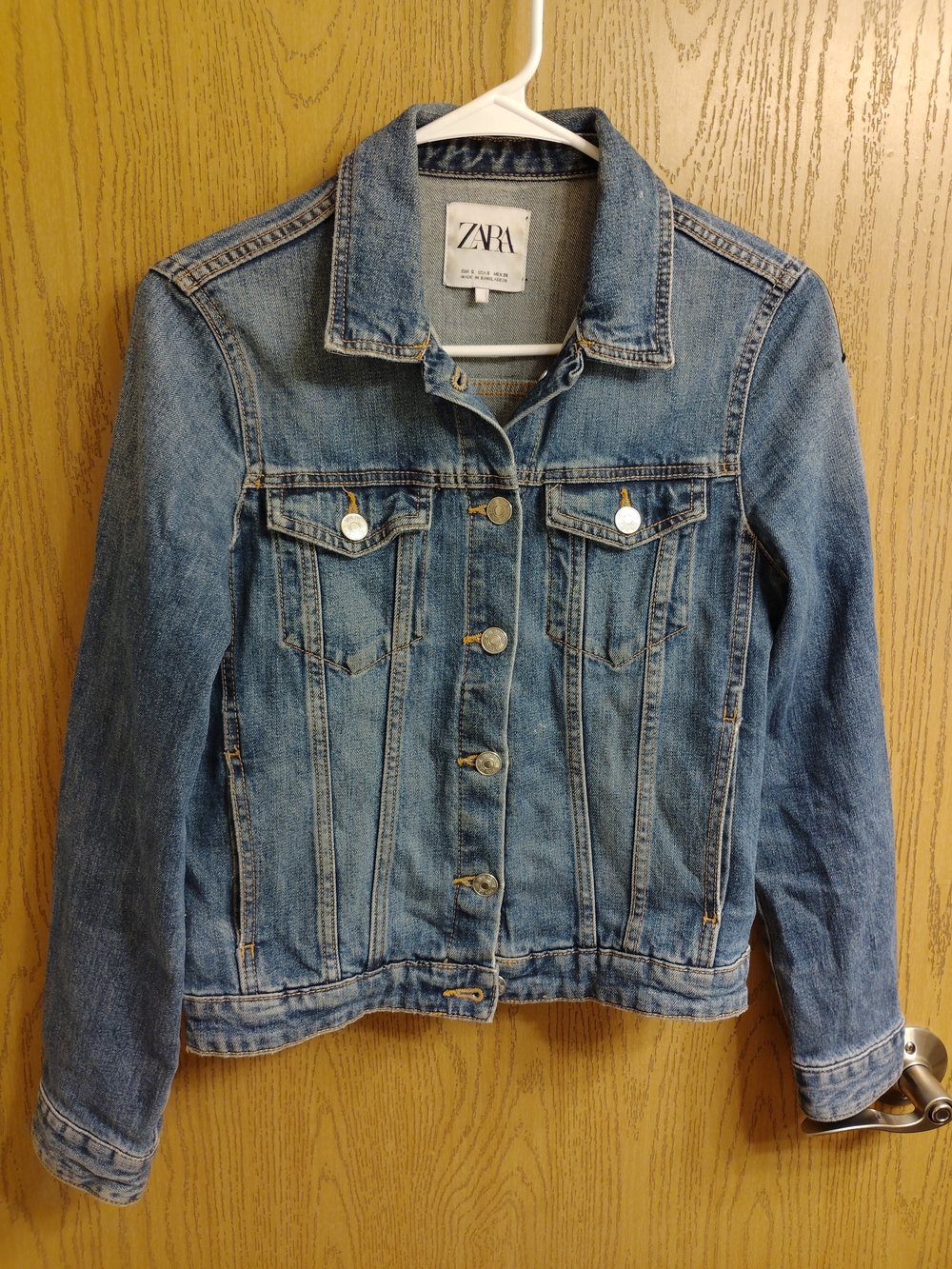 Zara Medium Blue Denim Jacket with Button Front